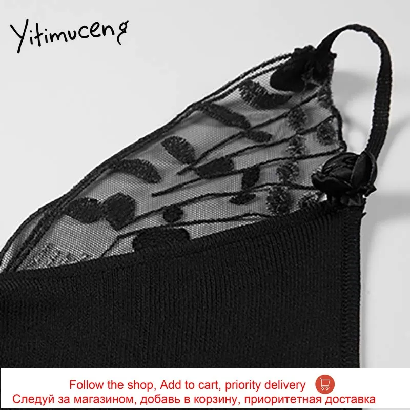 

Yitimuceng Camisole Dresses Women Bow Embroidery Slim Sexy Club A-Line Slash Neck Summer 2021 Fashion New Party Midi Dress