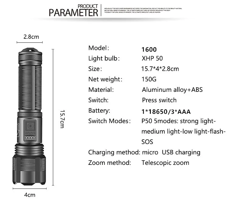 Pocketman светодиодный вспышка светильник USB Перезаряжаемые фонарь