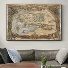 Винтажная карта мира средней земли, кинопостер и принты, Властелин колец, настенное искусство, фотообои для гостиной
