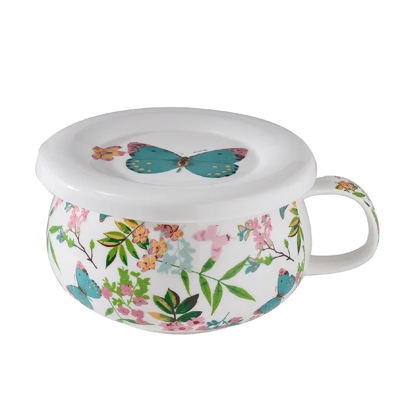 Американская фарфоровая чаша для хлопьев с крышкой ручка микроволновой печи