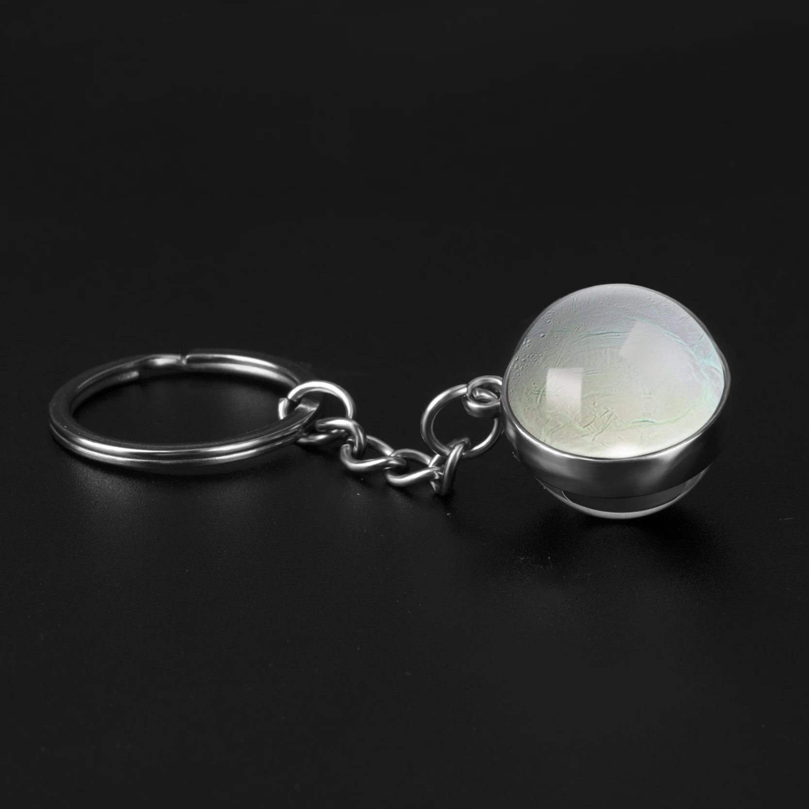 Мода Сатурн двухсторонний стеклянный Брелок Серебряный автомобильный брелок