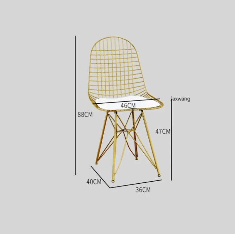 

Nordic Dining Chairs Home Furniture Ins Chair Backrest Wrought Iron Golden Designer Home Chair Modern Minimalist Dining Chair