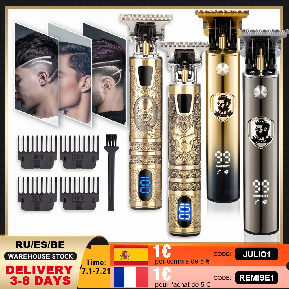 LCD машинка для стрижки волос Профессиональный электрический триммер мужчин