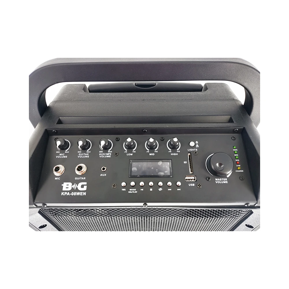 Акустическая система активная BG KPA-08WEN с USB/MP3/SD/BT и Led-подсветкой портативная