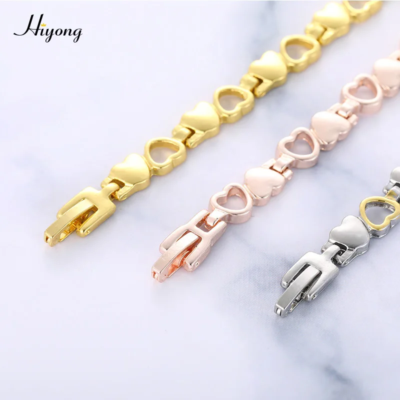 Женский браслет 3 в 1 магнитный из титановой стали с турмалиновым сердечком