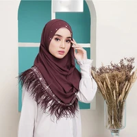 Luxury Designer Bubble Chiffon Scarf Women Muslim Hijab Scarf Shawl Wrap With Crystal Feather Scarf 100pcslot
