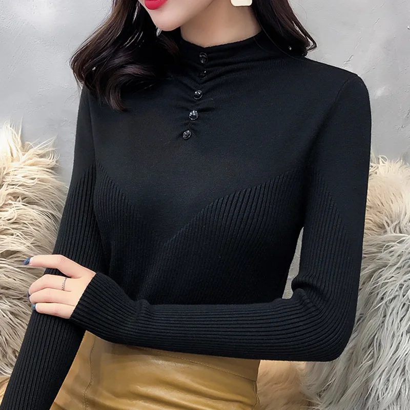 Новинка Модный женский свитер с высоким воротником пуловер на осень и зиму