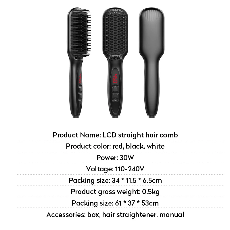 

Electric Beard Straightener Hair Straightener Brush Multifunctional Men Quick Heating Beard Straightening Comb Hair Styling Comb