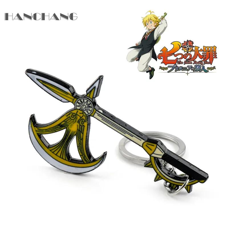 

The Seven Deadly Sins Escanor Axe Keychain Bottle Opener Key Rings Anime Cartoon Weapon Model Keyholder Jewelry Trinket Gift