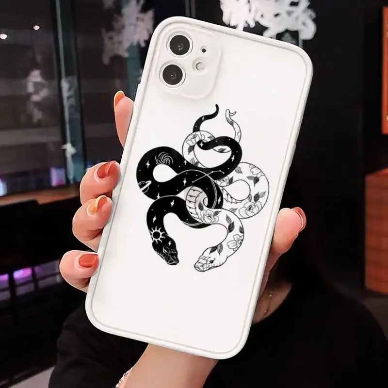 

Snake Art darkness style Phone Case Matte Transparent for iPhone 7 8 11 12 s mini pro X XS XR MAX Plus cover funda