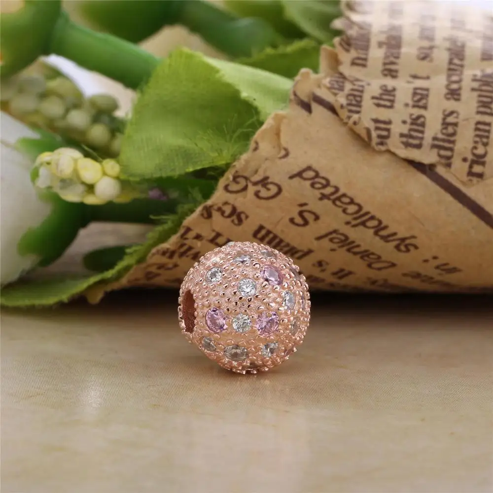 Новые розовые зажимы в форме сердца белые циркониевые бусины подвеска виде Розы