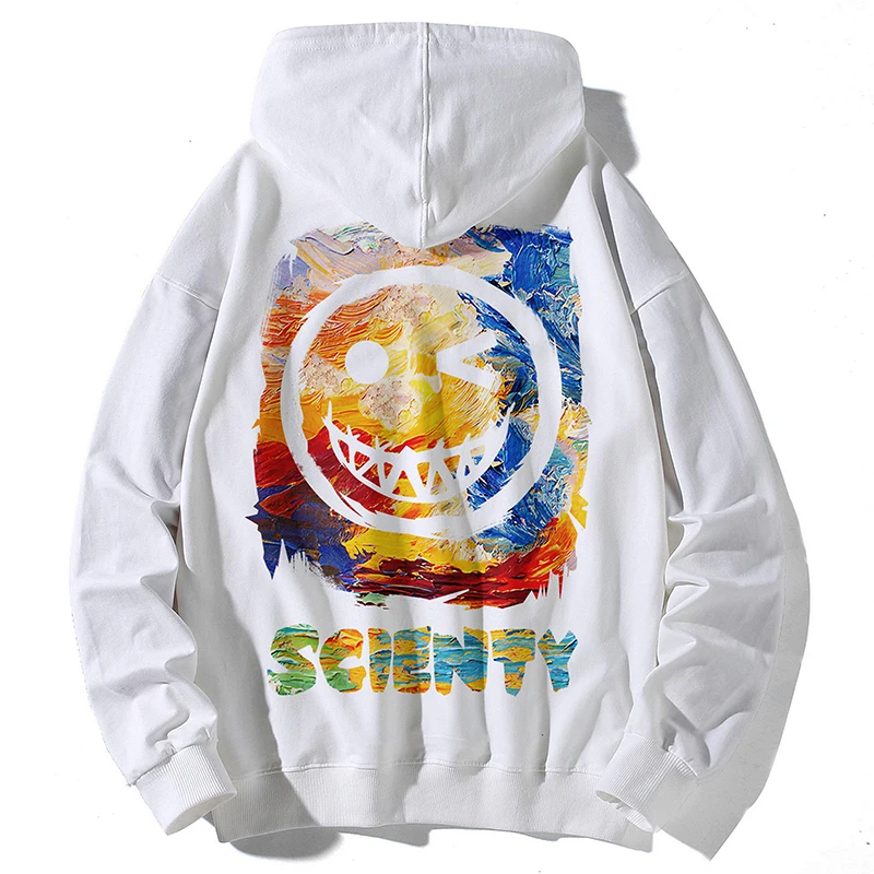 

Oversized Hoodie Harajuku Men's Clothes The New 2021 100%cotton Smiley Hoodie Kpop Clothes for Teenagers Anime Clothes