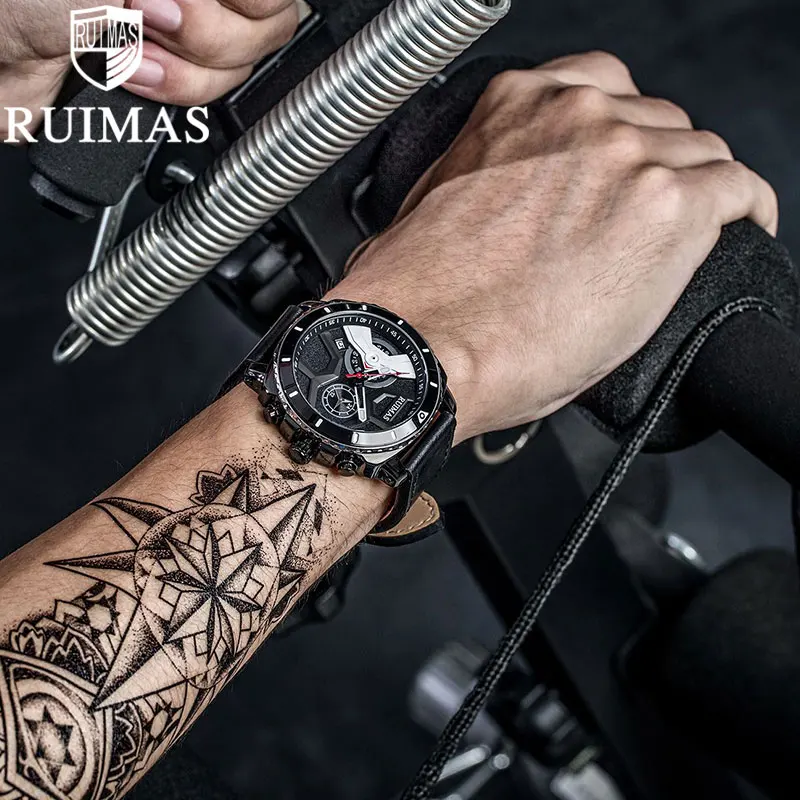 Ruimas New Mens Watches 2020 Luxury Brand Quartz Watch Unique Gentlemen Wrist Men Gifts Military Relogio Luxo Clock 552 | Наручные часы