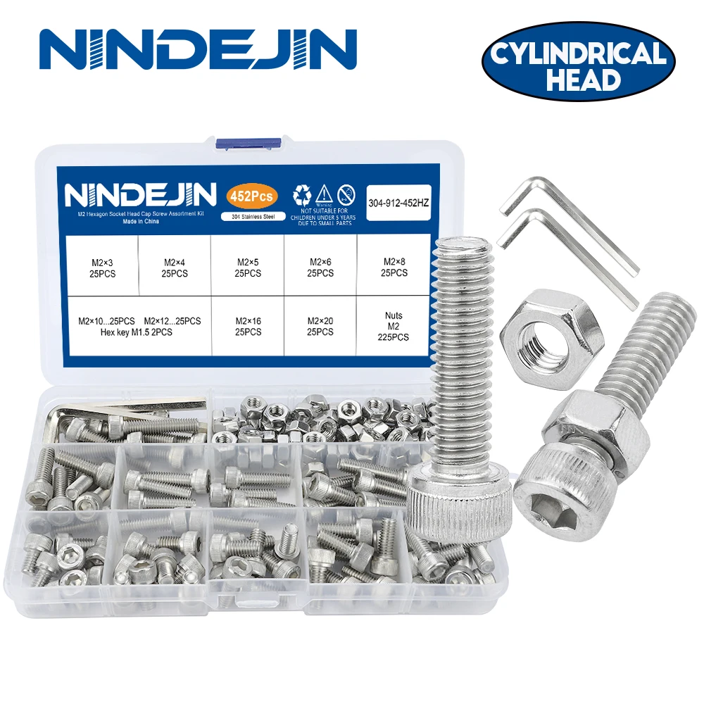 Набор винтов с шестигранной головкой NINDEJIN винт внутренней m2 m2.5 m3 m4 m5 m6 болт и