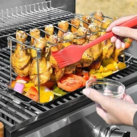 chicken leg rack stainless steel grill holder folding portable barbecue tool provides convenience for travel camping wild life