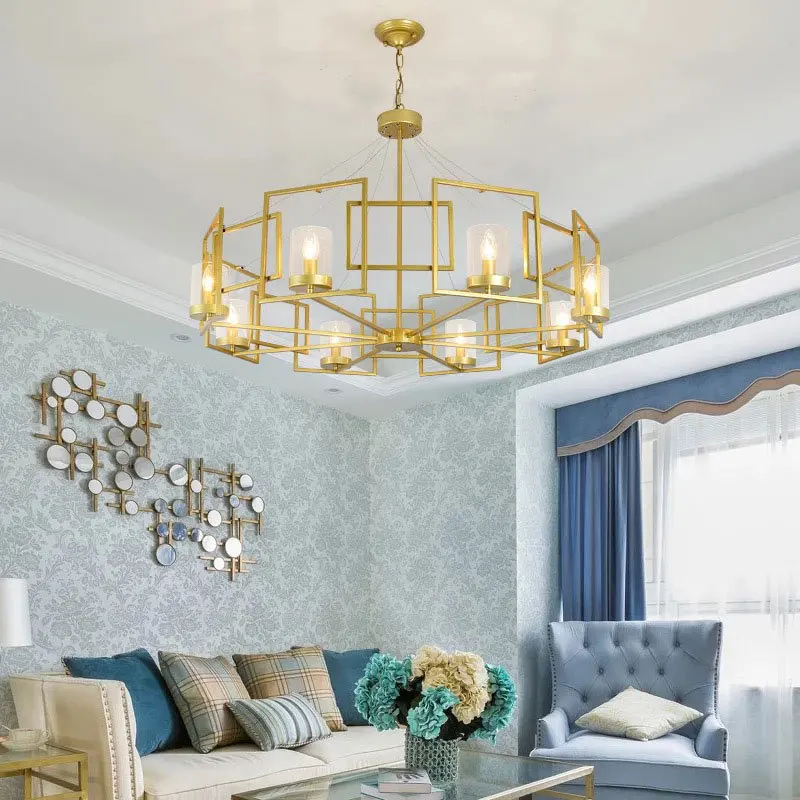 Современный светодиодный двойной спираль Золотая люстра освещение для фойе