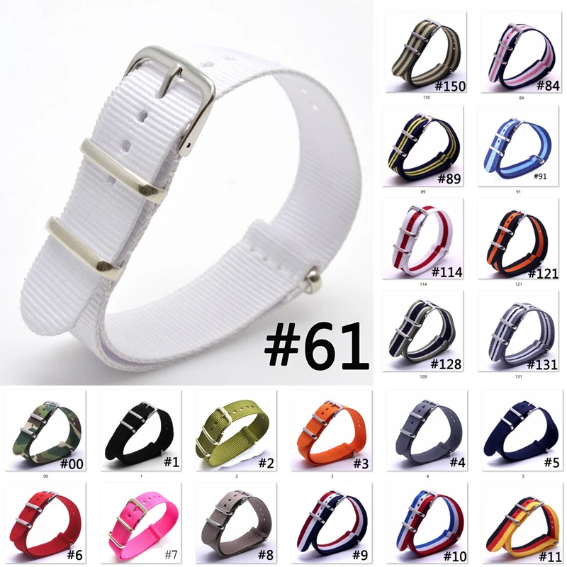 

100Pcs 16/ 18/ 20/ 22/ 24mm Army Sports Nato Strap Fabric Nylon Watchband Buckle Belt Substitute DW Watch Bands Colorful Rainbow
