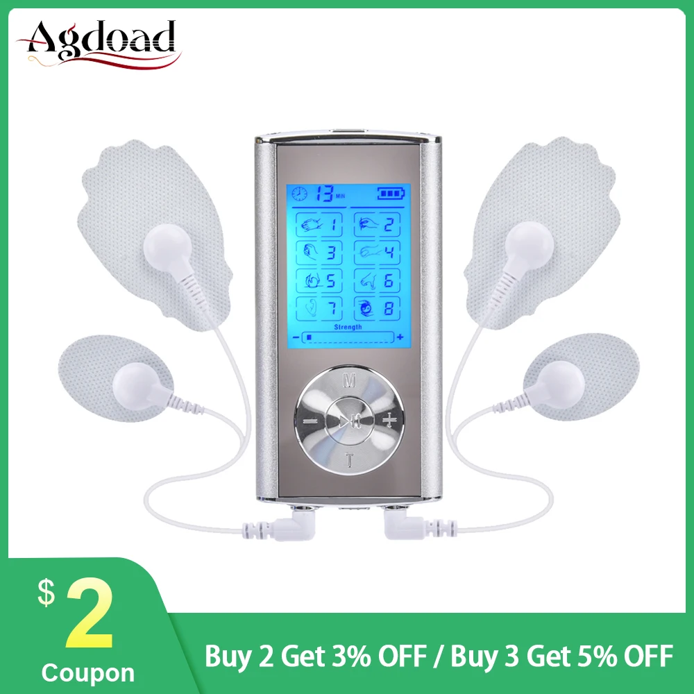 Перезаряжаемый 8 режимов Tens Unit Электрический массажер для тела облегчающая боль
