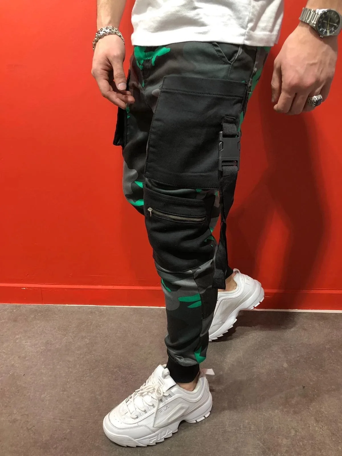 

Men pants sports slim hip-hop camouflage print men pants multi-pocket casual trousers cargo pants cotton straight men trouser