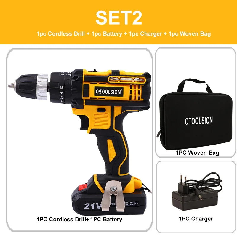 SET2 (1pc battery) 1500 мА/ч, 21V ударная электрическая отвертка аккумуляторная отвертка электрические инструменты молоток электрический молоток Мощность инструменты для работы по дереву - Цвет: SET2 (1pc battery)