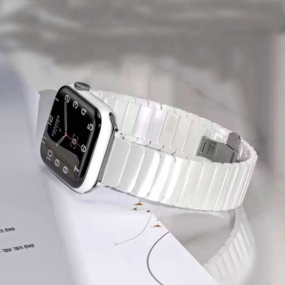 Ремешок керамический для apple watch 44 мм 40 42 38 роскошный браслет наручных часов iwatch SE
