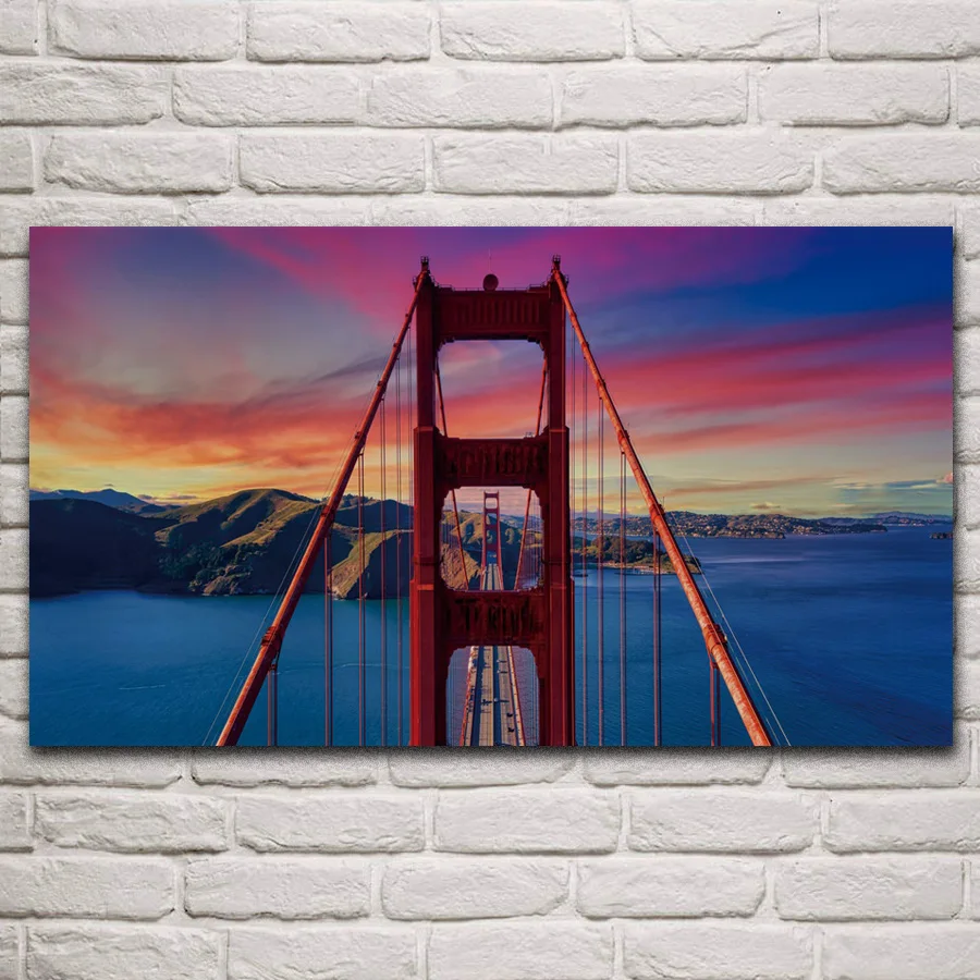 

Golden gate bridge colorful sky san francisco sunset landscape posters on the wall picture home living room decoration KP158