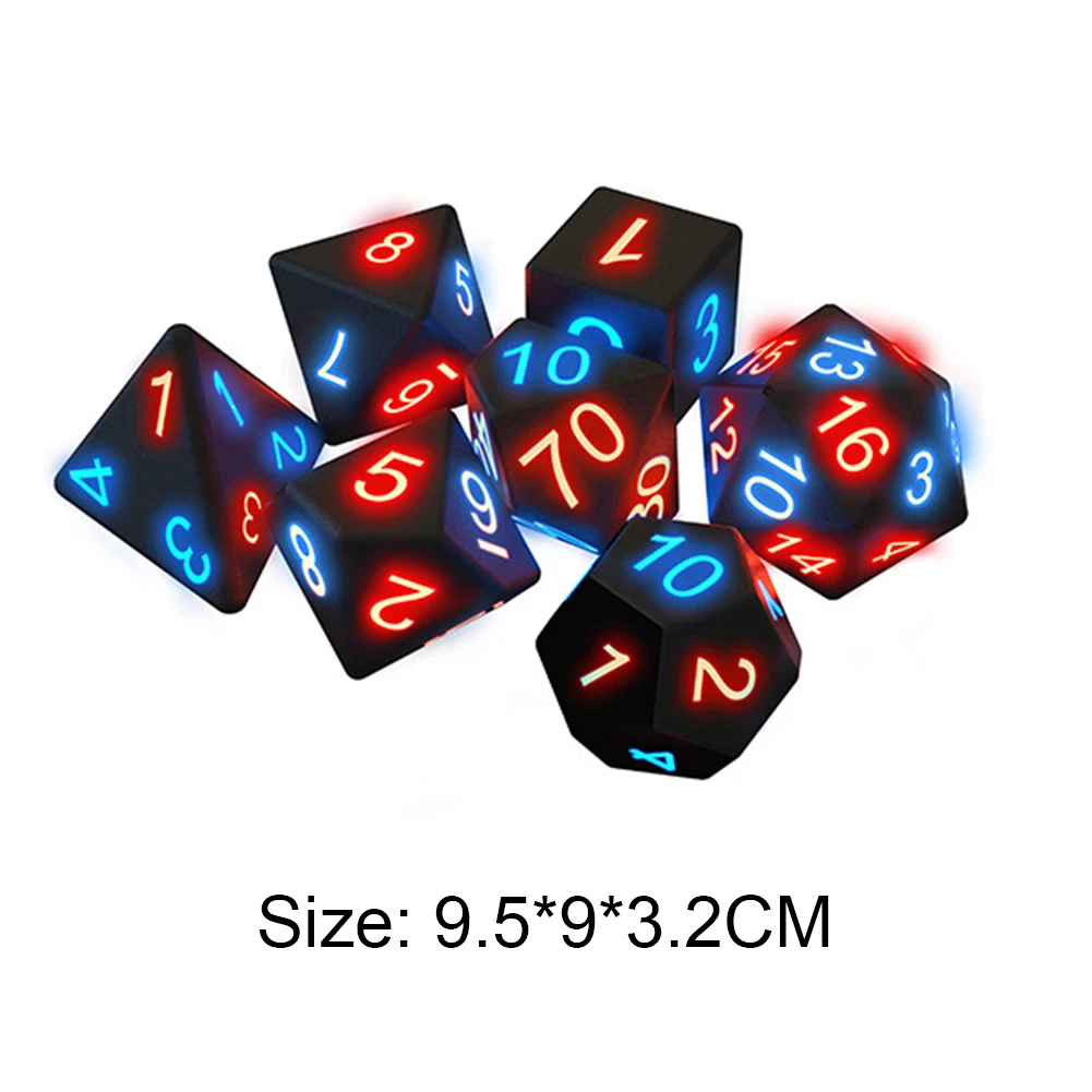 

7pcs Electronic Luminous Dice Mix KTV Bar Party Polyhedral Table Game Rpg Dnd Dice Set