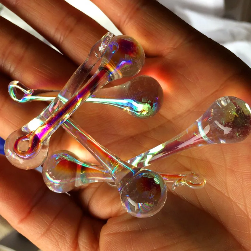 100 шт./лот 15x60 мм Хрустальная Радужная цветная стеклянная люстра подвески для