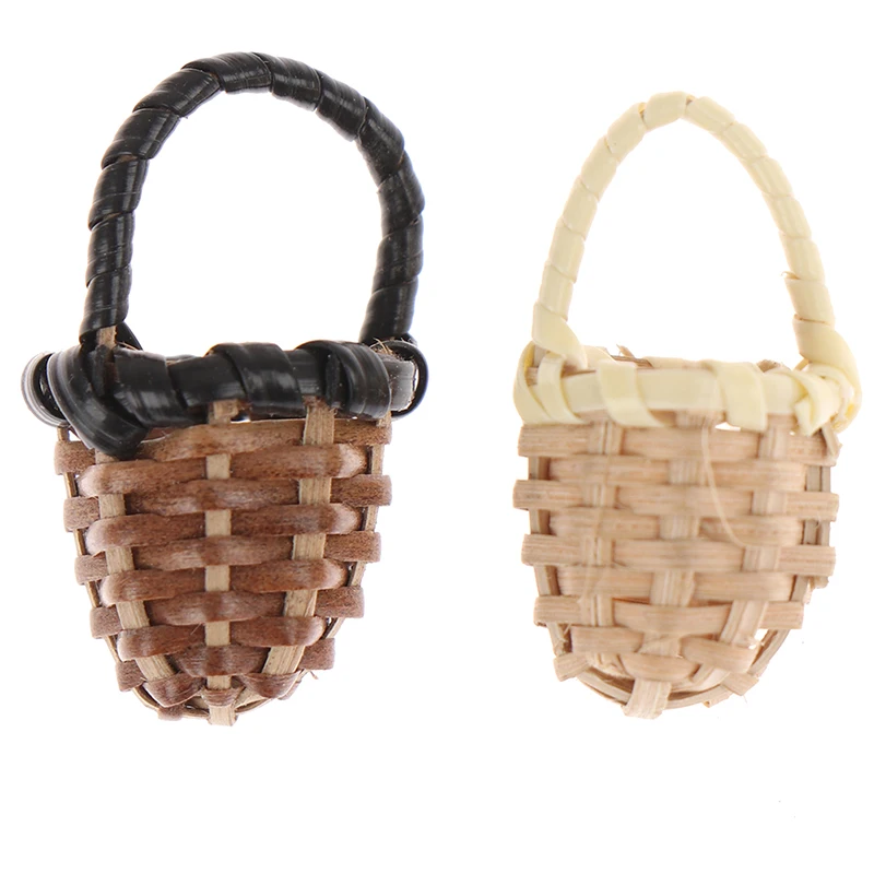 

Mini 1/12 Cute Dollhouse Rattan Bamboo Frame Frame Hand-woven Vegetable Food Storage Basket Dolls Miniature Decoration