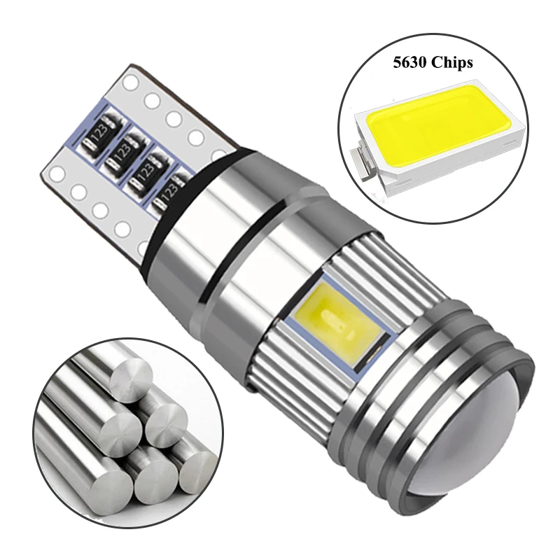 2 PCS Car LED Bulb T10 W5W Light Canbus No error 12V 5630 SMD 6500K White Auto Interior Dome Wedge Side Trunk Lamps | Автомобили и