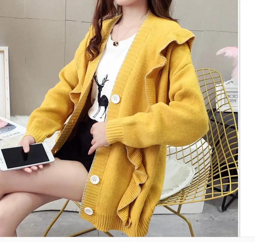 

2021 spring and autumn winter Long sleeve Women's Sweater coat
