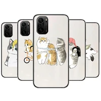 funny cartoon cat phone case for xiaomi redmi poco f1 f2 f3 x3 pro m3 9c 10t lite nfc black cover silicone back prett mi 10 ultr