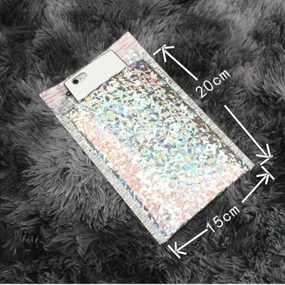 Laser Silver 15x20cm 18x13 см Лазерная Серебряная CD/VCD упаковка почтовые конверты с пузырчатой пленкой внутри Золотая фольга пластиковый мягкий конверт Подарочная сумка почтовый конверт сумка - Цвет: Laser Silver 15x20cm