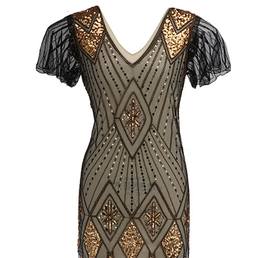 

Women's Sequined Dress 1920s Inspired Vintage Sequins Beads Long Tassel Inserts Dress Plus Size XL Great Gatsby Dress Vestidos