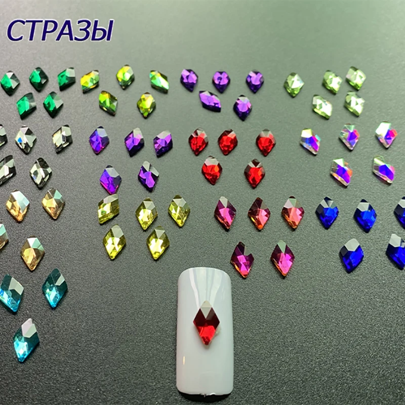 20 шт. неоновых цветов корейская мода 3D дизайн ногтей Стразы ромб 6x10 мм с плоской