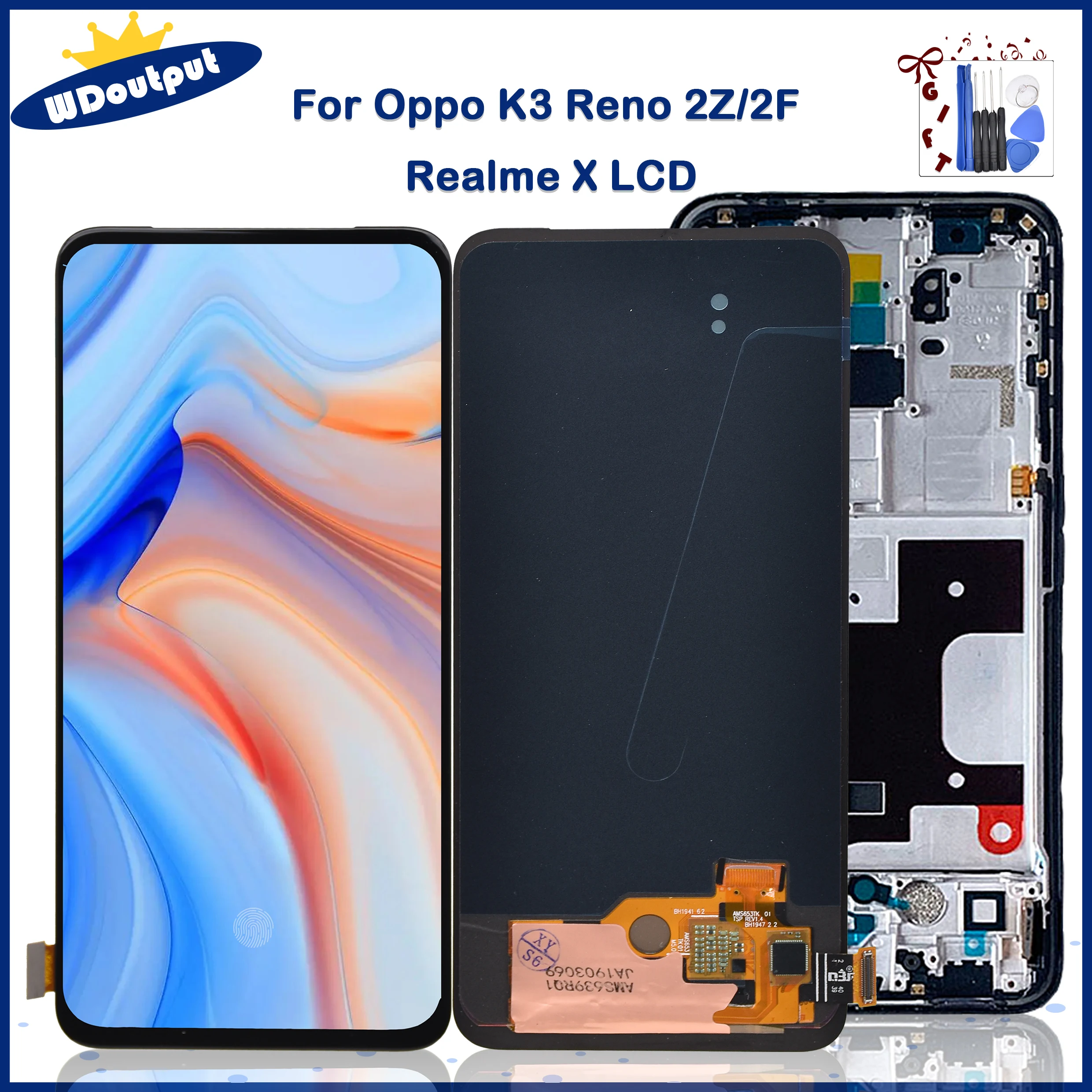 Pantalla LCD Amoled Original de 6,53 pulgadas, montaje de digitalizador t&aacute;ctil para Oppo Reno2 Z Realme X, reemplazo para oppo K3 Reno 2Z 2F-0