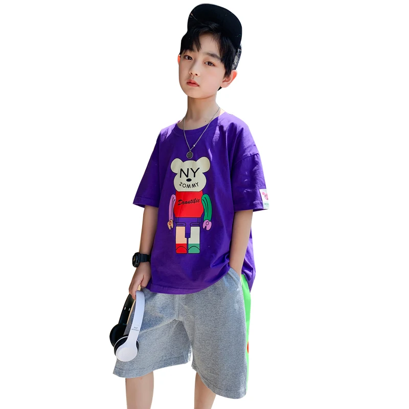 

Boy sets young children new children's summer suit big boy's short sleeve two-piece set Clothes for teenagers Children's clothin