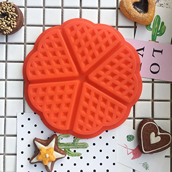 Hot sale 2 X Waffle Mold Baking Silicone Pan With Good Non-Stick Coating Red | Дом и сад