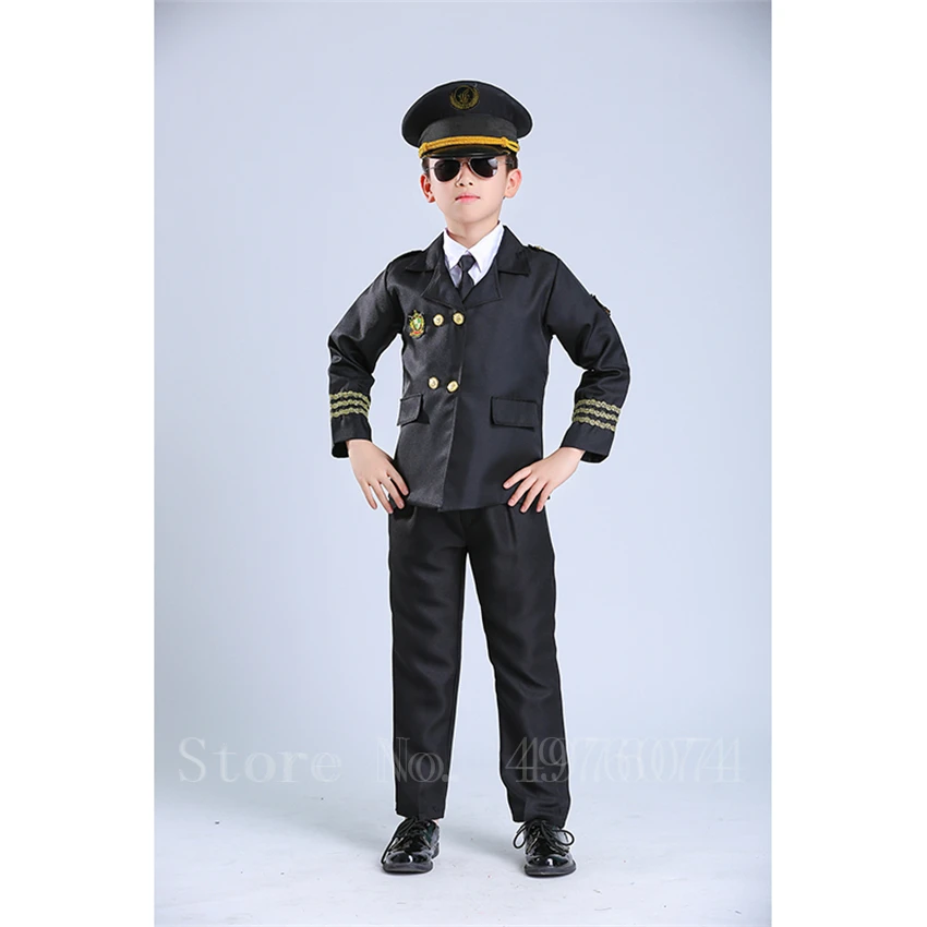 Маскарадный костюм пилота для мальчиков причудливый стюардесс самолет вечерние