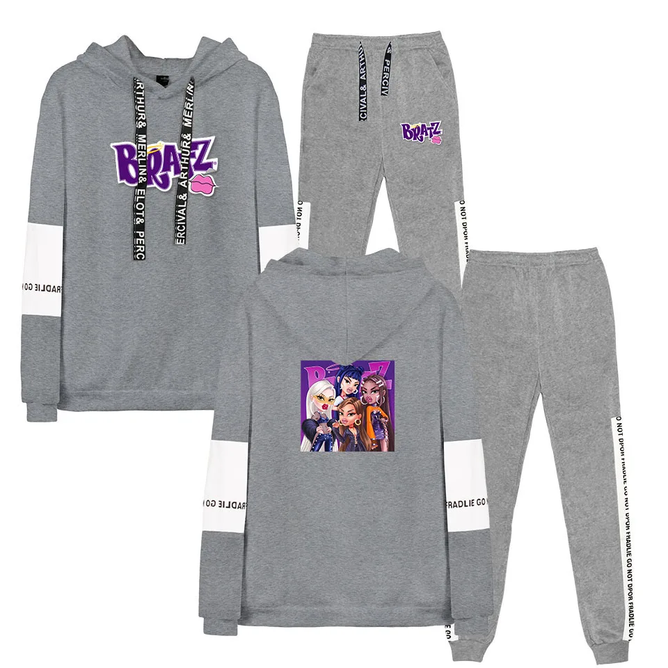 

2D hooded bratz men's sportswear suit casual sportswear men's two-piece hooded sweatshirt + sweatpants