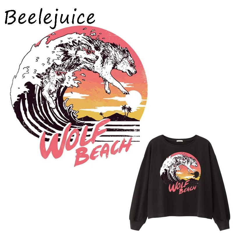 Морская волна железа на передаче Горячие нашивки аниме для одежды DIY Футболки