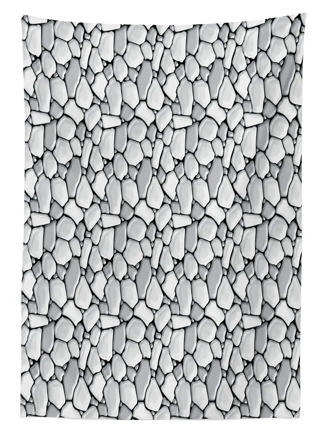 Серая и черная скатерть с каменной кладкой графический узор маленькие камушки