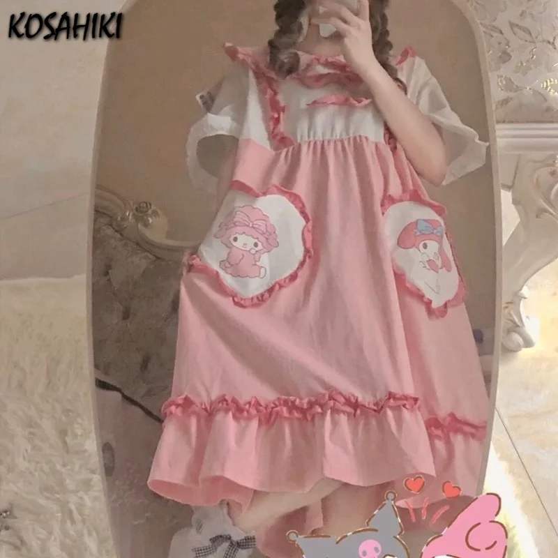 Японское милое платье koshiki Kawaii Lolita Милая мультяшная печать J2K хлопковая одежда