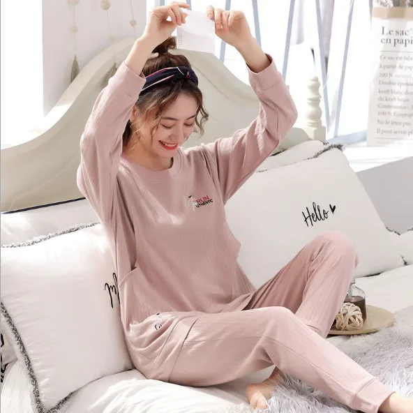 Fdfklak Maternity Pijama Breastfeeding Clothes For Women XXL New Spring Autumn 100% Cotton Pajamas Sleepwear For Pregnant enlarge