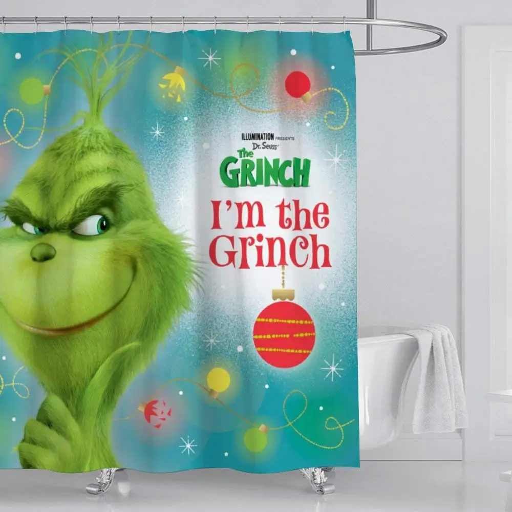 The Grinch Movie Christmas Waterproof Shower Curtain Carpet Cover Toilet Bath Mat Pad 4 Piece Set 3D Print Bathroom Decor | Дом и сад