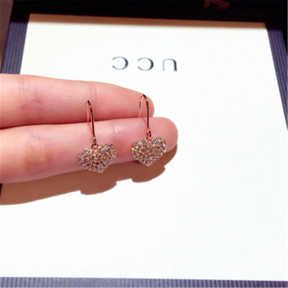

LISM new Korean version of micro-inlaid zircon love pendant ladies temperament earrings fashion jewelry