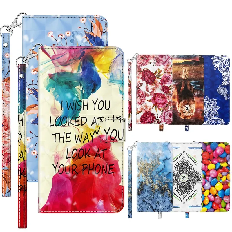 

3D Painting Case For Huawei P Smart 2021 Y7A Cover Flip PU Leather Wallet Card Kickstand Shockproof Phone Cases P Smart 2021