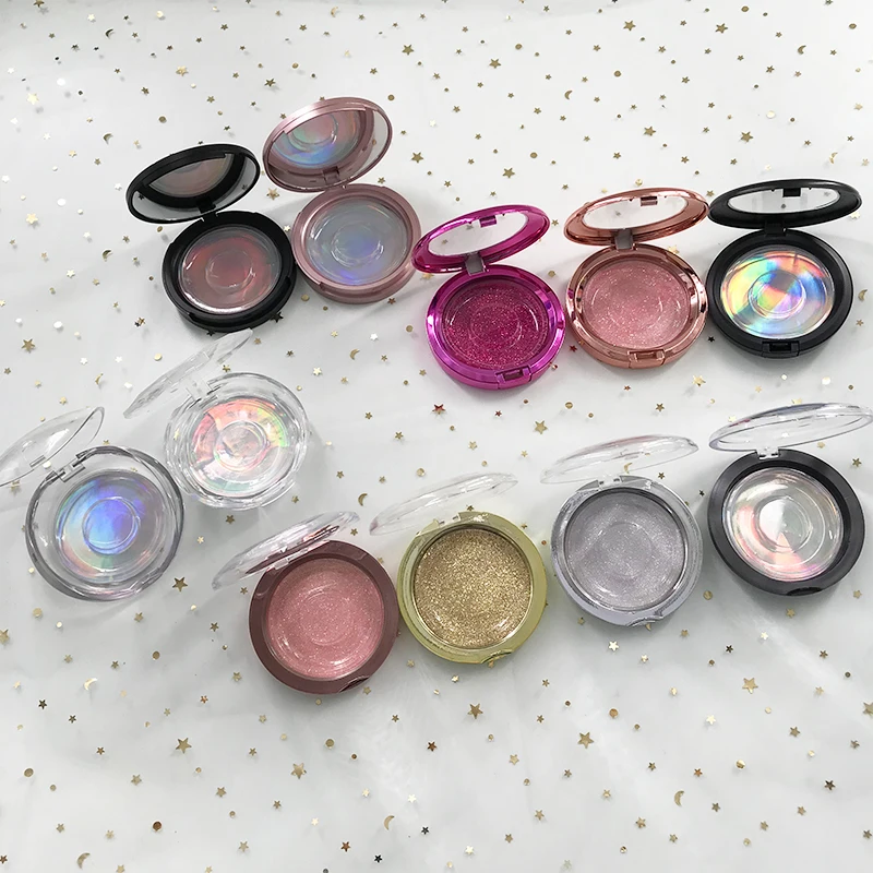 Заказная круглая зеркальная коробка для ресниц натуральных 3D 5D норковых