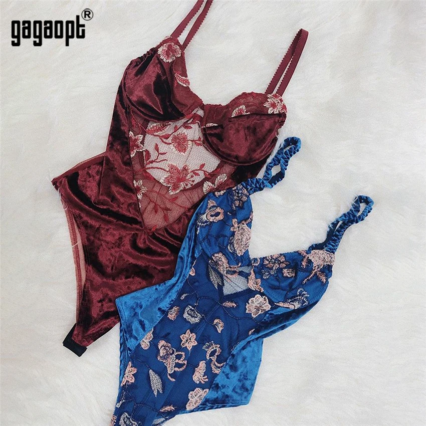 Gagaopt сексуальный кружевной боди с цветочной вышивкой женский комбинезон женский перспективный комбинезон