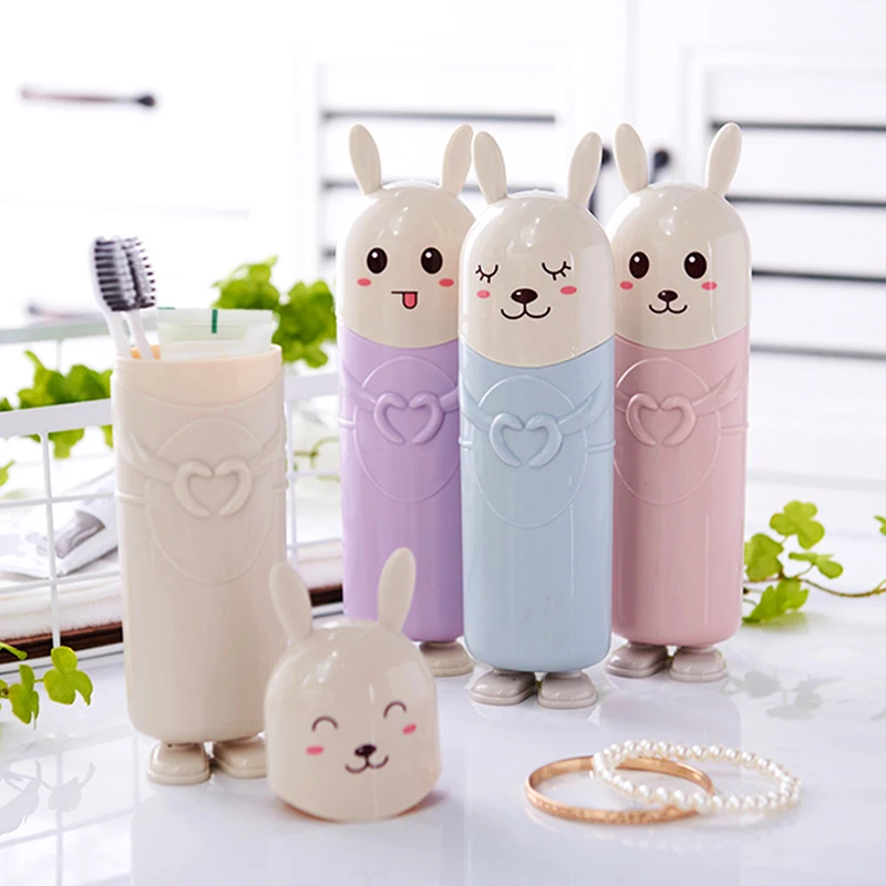Rabbit-shaped Toothbrush Box Travel Toothbrush Storage Cute Toothbrush Case Portable Outdoor Toothbrush Cup Bathroom Accessories